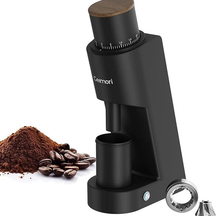 Burr Coffee Grinder,Wirsh Electric Single Dose Coffee Grinder Geimori GU38 with 38mm 6-Core Conical Burr,Stepless Adjustment for Espresso,Drip,French Press,Cold Brew,Bellows Included.