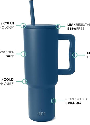 Simple Modern 40 oz Trek Tumbler with Handle and Straw Lid | Cup Holder Friendly Insulated Stainless Steel Travel Mug | Slumberland