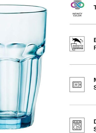 Bormioli Rocco 12.5 oz. Rock Bar Lounge Stackable Long Drink Glass, Ice, Set of 6 (Pack of 3)