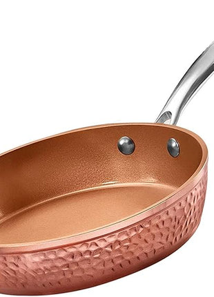 Gotham Steel 9.5" Hammered Pan with Tempered Glass Lid and Cool Touch Handles, Ultra Nonstick Fry Pan, Scratch Resistant Dishwasher Oven-Safe, Non-toxic Frying Pans and Skillets Cookware As Seen on TV