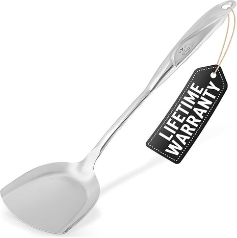Zulay Kitchen Stainless Steel Wok Spatula - 14.8” Heat-Resistant Metal Turner for Stir-Fry, Sauté & Grilling - Durable, Rust-Proof & Dishwasher Safe Kitchen Utensil for Everyday Use