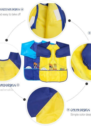 CUBACO Kids Painting Apron, 2pcs Waterproof Art Smocks For Child 3-8 Years, Kids Smocks for Painting Aprons with Long Sleeve