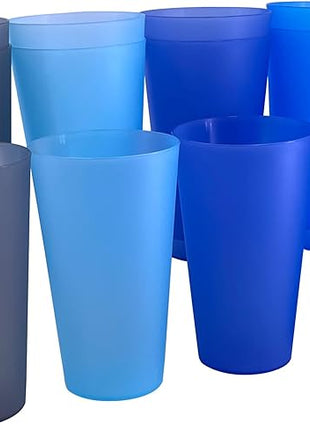 32-oz Unbreakable Drinking Cups - Reusable Large Plastic Tumblers set of 12, BPA Free Dishwasher Safe in 4 Assorted Colors for Indoor Outdoor Use