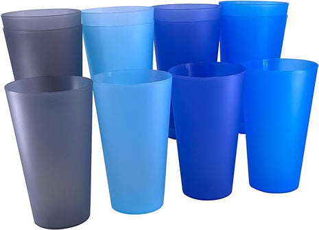 32-oz Unbreakable Drinking Cups - Reusable Large Plastic Tumblers set of 12, BPA Free Dishwasher Safe in 4 Assorted Colors for Indoor Outdoor Use