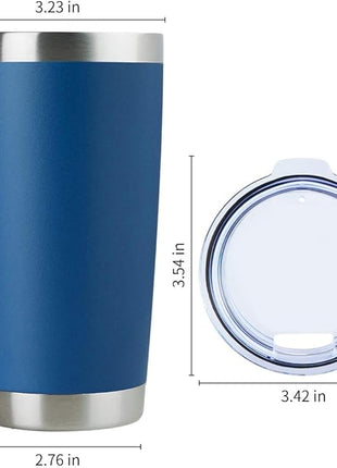 DOMICARE 20oz Stainless Steel Tumbler Bulk with Lid, Double Wall Vacuum Insulated Travel Mug, Powder Coated Coffee Cup, Dark blue, 4 Pack