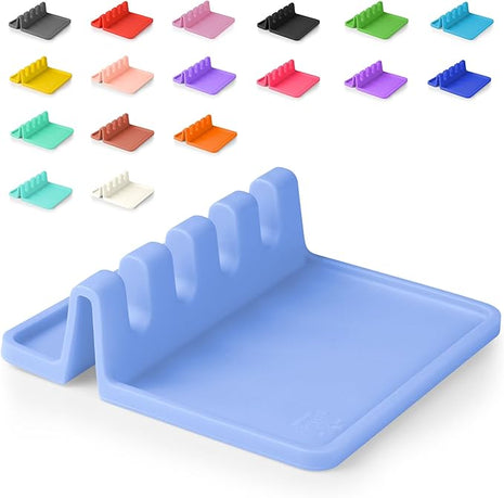 Zulay Kitchen Silicone Utensil Rest with Drip Pad for Multiple Utensils - BPA-Free, Heat-Resistant Spoon Rest & Spoon Holder for Stove Top - Kitchen Utensil Holder for Ladles & Tongs - Periwinkle