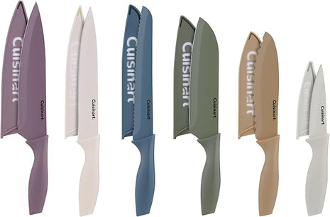 Cuisinart Advantage 12-Piece Kitchen Knife Set, Professional-Quality Nonstick Coated Stainless Steel Knives with Covers, Nonstick Color Coating for Easy Slicing, Ergonomic Handles, G1022-12M