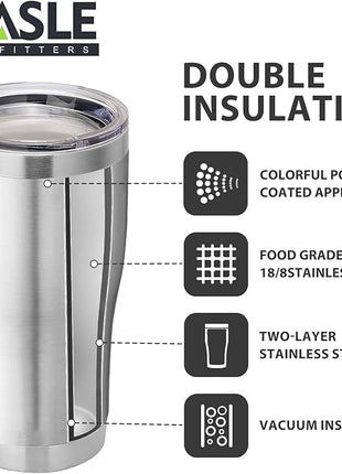HASLE OUTFITTERS 20 oz Tumbler Bulk, Stainless Steel Tumblers with Lid, Vacuum Insulated Tumbler, Double Wall Tumbler Cup, coffee mugs, Stainless Steel, 12 Pack