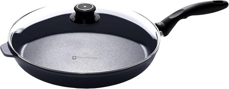 Swiss Diamond Frying Pans Nonstick with Lid, Features Stainless Steel Handle, Nonstick Diamond Coated Aluminum Skillets and Oven Safe Frying Pans with Lids, Cover Included, 12.5 Inch