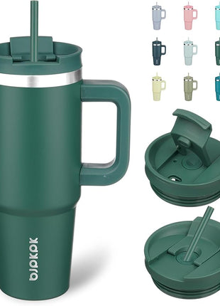 BJPKPK Insulated Tumblers With Handle And Straw 30 oz Stainless Steel Tumbler Cups With Lid,Army Green