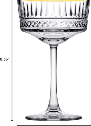 Pasabahce Vintage Golden Touch Coupe Glasses Set Of 4 - Exclusive Champagne, Cocktail, Martini, Wine Glasses - Long Stem Glassware - 8.8 oz - Perfect for Parties, Gifts, Housewarming, Weddings