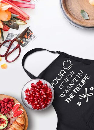 ZOORON Funny Black Chef Aprons for Men Adjustable BBQ Grill Kitchen Cooking Aprons with Pockets, Grill Accessories