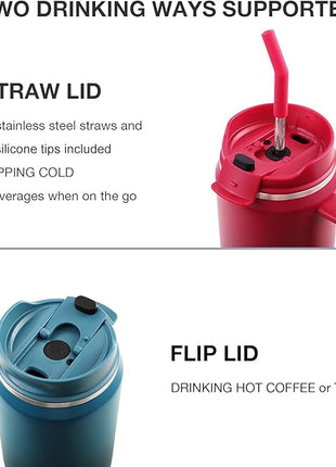 50 oz Tumbler with Handle, Insulated Tumblers with Lid and Straw, Large Metal Sports Water Bottle Jug, Thermal Stainless Steel Travel Coffee Mug Cup, Dark Rainbow