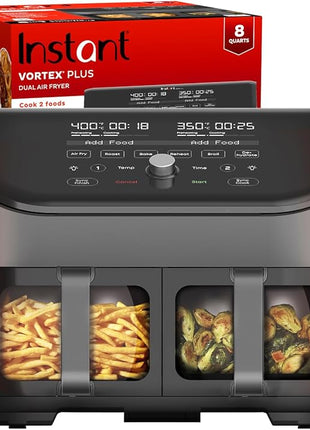 Instant Pot Vortex Plus XL 8QT ClearCook Air Fryer, Clear Windows, Custom Programming, 8-in-1 Functions that Crisps, Broils, Roasts, Dehydrates, Bakes, Reheats, from the Makers of Instant Pot, Black
