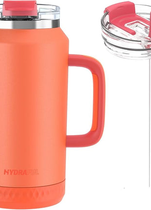 Hydraful 64 oz Tumbler with Handle and Straw - 100% Leak-Proof - Insulated Cup Reusable Stainless Steel Large Water Bottle Travel Mug for Gym, Hiking, and Camping - Gifts for Women Men Him Her