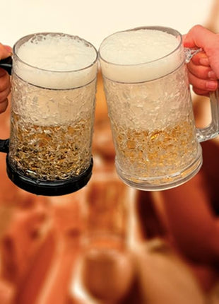 Double Wall Gel Frosty Freezer Ice Mugs Clear Set of 4 (White black red and blue)