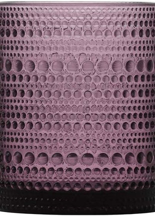 Fortessa Jupiter Beaded Hobnail Glass, 10 Ounce Double Old Fashioned (Set of 6), Purple