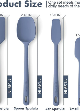 4 Pieces Silicone Spatula Set, Food Grade Rubber Spatula, Upgrade Strong Handle with Ergonomic Grip, Heat Resistant for Nonstick Cookware, Cooking