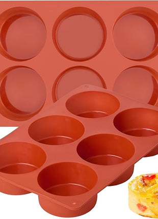 2 Pack Silicone Egg Bite Molds, Deep 3 Inch Frittata Baking Pans, Round Baking Molds for Breakfast Sandwiches, English Muffin, Hamburger Buns, Cheesecake, Dinner Rolls