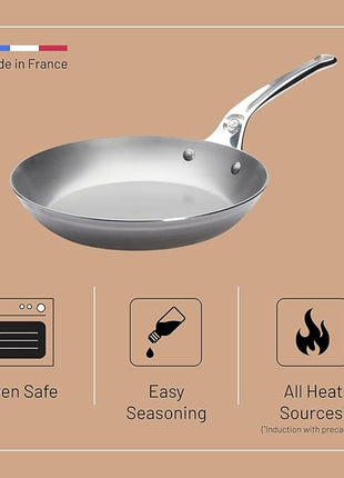 De Buyer MINERAL B Pro Carbon Steel Fry Pan - 11” Diameter, 8.3” Cooking Surface - Ideal for Searing, Sauteing & Reheating - PFAS, PFOA & PFOS Free - Made in France