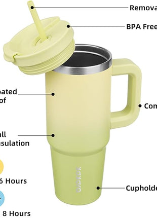 BJPKPK 30 oz Tumbler With Handle Insulated Tumblers With Lid And Straw Stainless Steel Thermal Cup,Lime