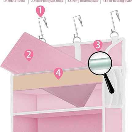 1 Pack Over The Door Storage Organizer with 5 Pockets 10 Mesh Pockets, 44 lbs Weight Capacity Door Hanging Organizers and Storage for Bedroom,Bathroom,Nursery,Kidroom,Babyroom