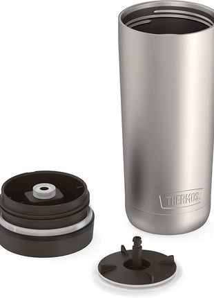 THERMOS ALTA SERIES Stainless Steel Tumbler 18 Ounce, Matte Steel/Espresso Black