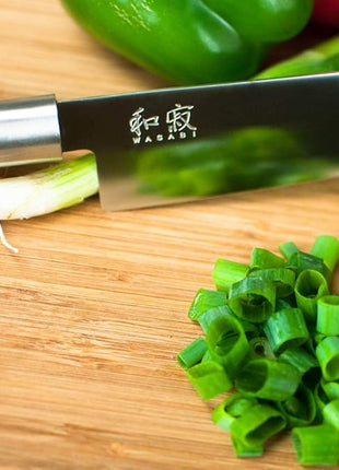 Kai Wasabi Chef's Knife 8”, Thin, Light Kitchen Knife, Ideal For All-Around Food Preparation, Hand-Sharpened Japanese Knife, Perfect For Fruit, Vegetables, And More,Black