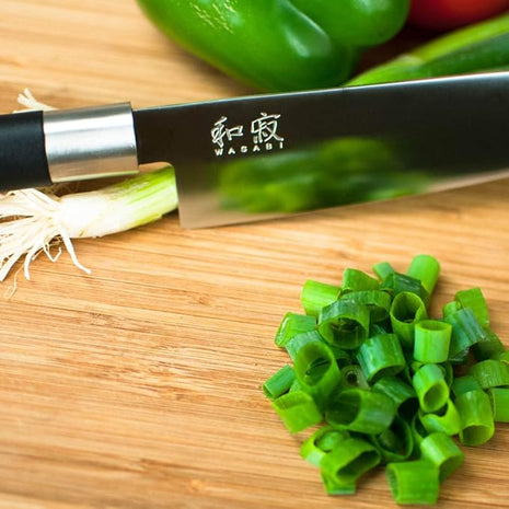 Kai Wasabi Chef's Knife 8”, Thin, Light Kitchen Knife, Ideal For All-Around Food Preparation, Hand-Sharpened Japanese Knife, Perfect For Fruit, Vegetables, And More,Black
