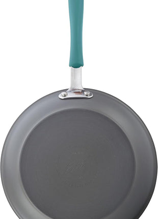 Rachael Ray Cucina Hard Anodized Nonstick Cookware Pots and Pans Set, 12 Piece, Gray with Blue Handles