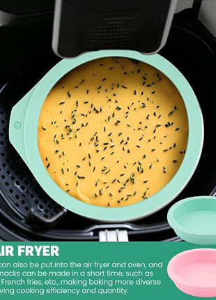 4Pcs Air Fryer Egg Mold Round Silicone Round Silicone 4'' Burger Buns Moulds Air Fryer Bites Egg Molds for Muffin Lids,Toast,Baking Hamburger,Non-Stick Air Fryer Accessories