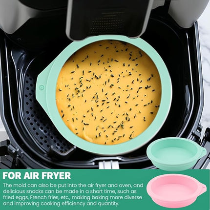 4Pcs Air Fryer Egg Mold Round Silicone Round Silicone 4'' Burger Buns Moulds Air Fryer Bites Egg Molds for Muffin Lids,Toast,Baking Hamburger,Non-Stick Air Fryer Accessories