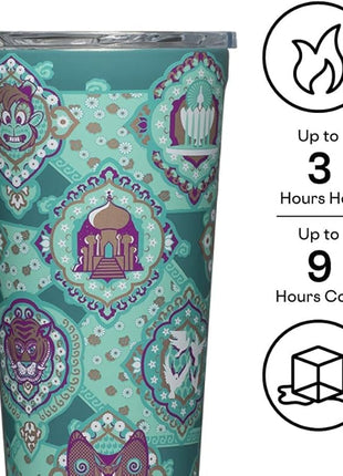 Corkcicle Disney Princess Tumbler - Insulated Stainless Steel Travel Cup - Cold & Hot Drinks - Reusable & Durable - Spill Proof Lid - Non-Slip Silicone Base - Easy Grip - BPA Free -16 oz - Jasmine