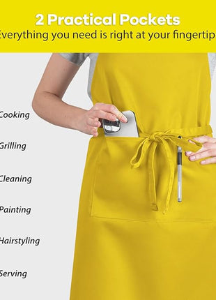 ROTANET Extra Large Apron for Men Adjustable Bib Aprons with 2 Pockets Cooking Kitchen Women Chef Water & Oil Resistant