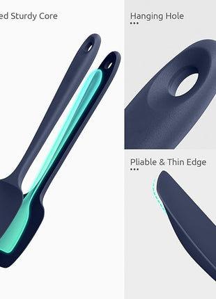 U-Taste Silicone Spoon Spatula Set, 600ºF High Heat Resistant Food Grade Flexible Rubber Scraper, Cooking Mixing Baking Kitchen Utensils Set of 3 (Midnight Blue)