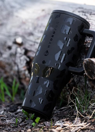 HydroJug Traveler - 40 oz Water Bottle with Handle & Flip Straw - Fits in Cup Holder, Leak Resistant Tumbler-Reusable Insulated Stainless Steel & Rubber Base - Gifts for Women & Men, Black Leopard