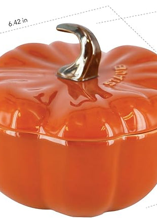 STAUB 0.5-qt Petite Ceramic, Oven & Stove Safe up to 572°F, Pumpkin Dish, Baking , Candy Dish, Burnt Orange