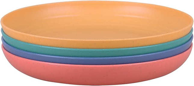 LuckyZone 7.8 Inches Unbreakable Wheat Straw Plates - Reusable Plate Dinner Set - Dishwasher & Microwave Safe - Healthy, BPA Free & Eco-Friendly (7.8 Inches/4 Color_H)
