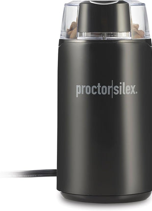 Proctor Silex Electric Coffee Grinder for Beans, Spices and More, Stainless Steel Blades, Makes upto 12 Cups, Black