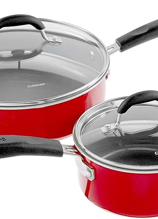 Cuisinart 54C-11R 11-Piece Ceramica XT Nonstick Cookware Set, Red/Stainless Steel