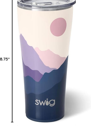 Swig Life 32oz Insulated Tumbler, Travel Coffee Tumbler with Lid, Cup Holder Friendly Travel Coffee Mug, Stainless Steel with Lid (Moon Shine)