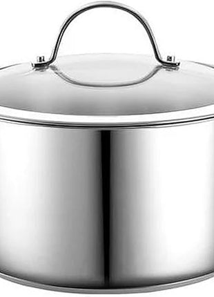 Cooks Standard Dutch Oven Casserole with Glass Lid, 6-Quart Classic Stainless Steel Stockpot, Silver