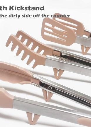 Tongs for Cooking, 12" Kitchen Tongs with Silicone Tips, Food Grade Serving Tongs Set of 3, Pink
