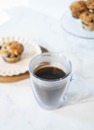 Tervis Clear & Colorful Tabletop Made in USA Double Walled Insulated Tumbler Travel Cup Keeps Drinks Cold & Hot, 16oz Mug, Clear