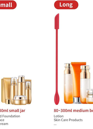 Mini Spatula Silicone Spatula Set - Cuttte 2pcs Small Makeup Scrapers for Cosmetics, Reusable Beauty Tiny Tools, Thin Jar Scraper, Get Last of Makeup Out, Black and Red