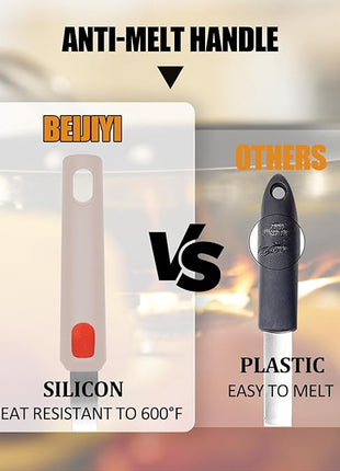 Beijiyi Silicone Spatula Turner Set of 3, 600°F Heat Resistant Nonstick Turner Spatulas for Kitchen Use, Large Flexible Silicone Cooking Utensils Rubber Spatula Set for Egg, Pancake, Fish (Khaki)