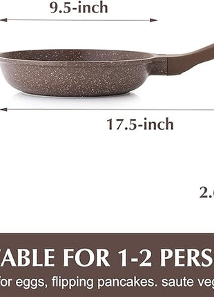 SENSARTE Nonstick Frying Pan Skillet, Non Stick Omelette Pan, Healthy Stone Cookware Chef's Pan PFOA Free, Toffee Brown (9.5 Inch)