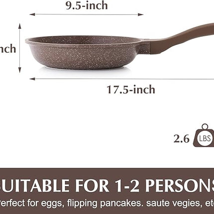 SENSARTE Nonstick Frying Pan Skillet, Non Stick Omelette Pan, Healthy Stone Cookware Chef's Pan PFOA Free, Toffee Brown (9.5 Inch)