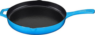 Bruntmor 12'' Blue Pre-seasoned Cast Iron Frying Pan, 12 Inch Oven Safe Skillet, Grill Pan Set, Nonstick Cookware And Bakeware For Casserole Dish