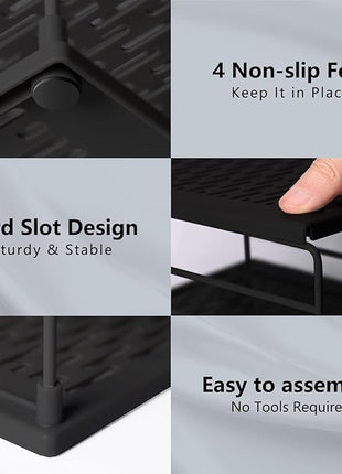 Upgraded Cabinet Organizers and Storage -Divided Compartment Holder for Plastic Bag, Wrap, Foil, Snack and Box for Kitchen and Pantry Organization and Storage, Kitchen Organization(Black)